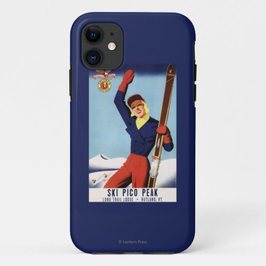 Flexible Flyer Pin-Up-Skiing-meisje Case-Mate iPhone Case (Achterkant)