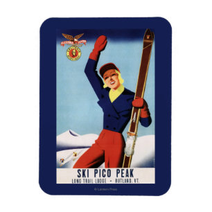 Flexible Flyer Pin-Up-Skiing-meisje Magneet
