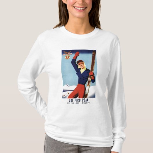 Flexible Flyer Pin-Up-Skiing-meisje T-shirt (Voorkant)