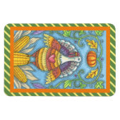 Flexible FOLK ART TURQUIE & CORN THANKSGIVING MAGNET Large (Horizontal)