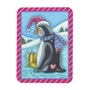 FLEXIBLE FROID FOND COEUR CHAUD PENGUIN CHRISTMAS MAGNET