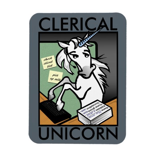 FLEXIBLE FUNNY CLERICAL UNICORN VERTICAL PHOTO MAGNET (Vertical)