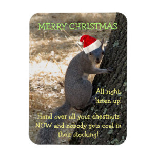 Flexible Gangster Santa Squirrel Magnet