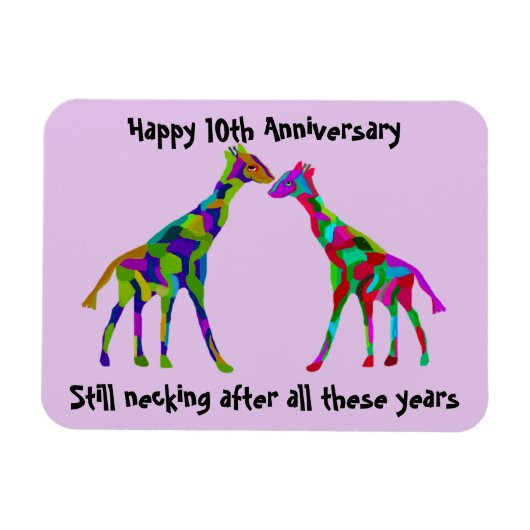 Flexible Giraffe Luv 10e Anniversaire Magnet (Horizontal)