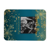 Flexible Gold Snowflakes Winter Wedding Merci Magnet (Horizontal)