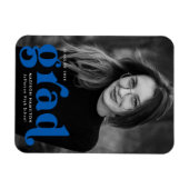 Flexible Gras Typographie Bleu Photo Magnet (Horizontal)