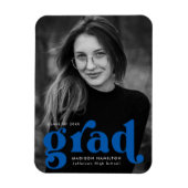 Flexible Gras Typographie Bleu Photo Magnet (Vertical)