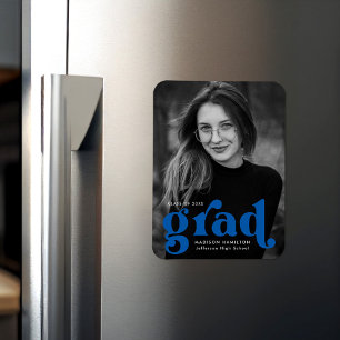Flexible Gras Typographie Bleu Photo Magnet