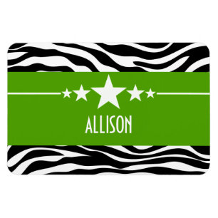 Flexible Green Sassy Star Zebra Premium Magnet