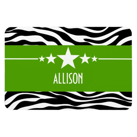 Flexible Green Sassy Star Zebra Premium Magnet (Horizontal)