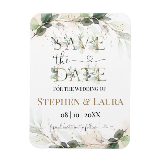 Flexible Green Save the Date Magnet Card (Vertical)