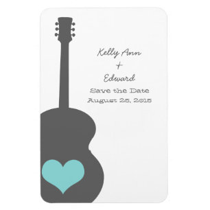 Flexible Grey/Aqua Guitar Heart Save the Date Magnet