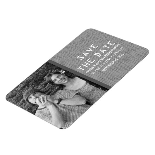Flexible Grey Binary Code Photo Enregistrer la date Magnet (Côté Gauche)