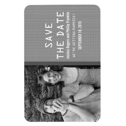 Flexible Grey Binary Code Photo Enregistrer la date Magnet (Vertical)