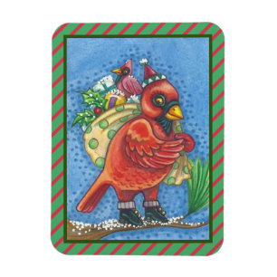 FLEXIBLE HABILLÉ EN PÈRE NOËL ROUGE, MAGNET CARDINAL DE NOË