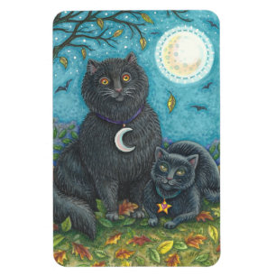 Flexible HALLOWEEN CHATS NOIRS, MAGNET D'ART FOLK Lg Rectan