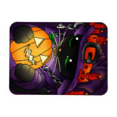Flexible Halloween Citrouille Black sorcier Magnet de chat (Horizontal)