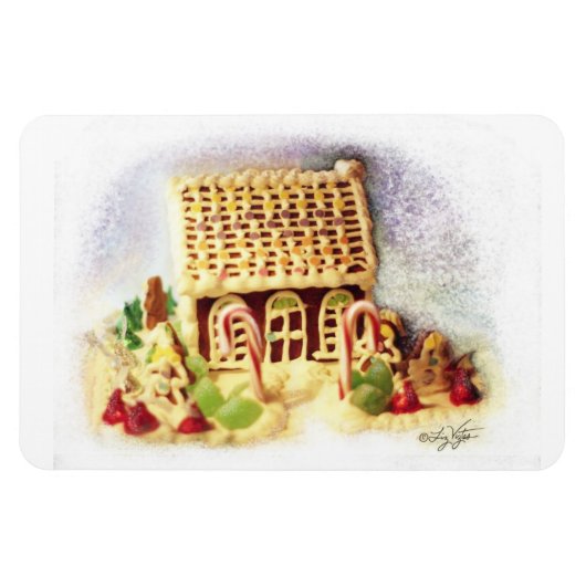 Flexible Happy Holidays Gingerbread House Premium Magnet (Horizontal)