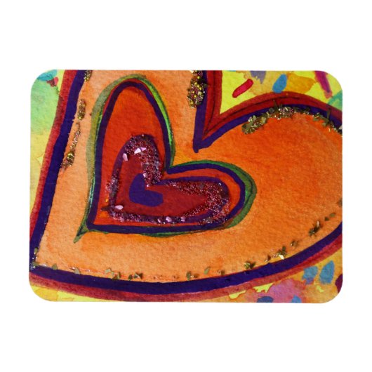 Flexible Happy Love Hearts Art Inspirational Fridge Magnet (Horizontal)