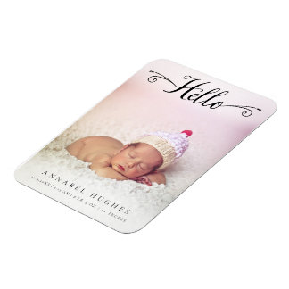 Flexible Hello New Baby Girl Boy Personnalisé Photo Magnet