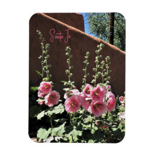 Flexible Hollyhocks et Adobe Père Noël Fe New Mexico Magnet