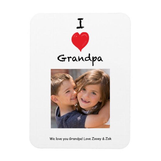 Flexible I Love Grand-Père Photo Magnet Keepsaké (Vertical)