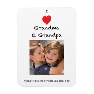 Flexible I Love Grandma and Grand-mère Photo Magnet Keepsa
