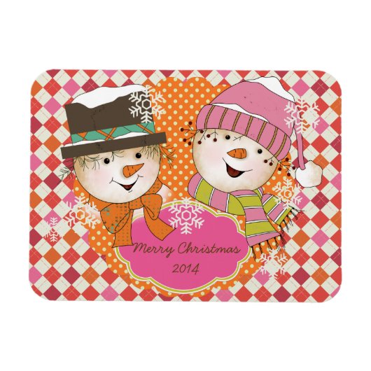 Flexible Jacquard Snowmen Vacances Flexi Magnet personnalis (Horizontal)