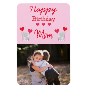 Flexible Joyeux Anniversaire Maman Éléphant Photo Magnet
