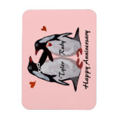 Flexible Joyeux Anniversaire Penguin Love Magnet (Vertical)