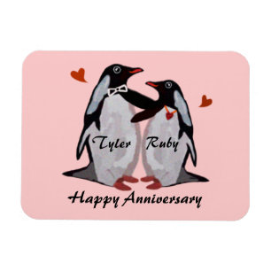 Flexible Joyeux Anniversaire Penguin Love Premium Magnet