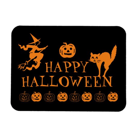 Flexible Joyeux Halloween noir orange éffrayant Magnet (Horizontal)