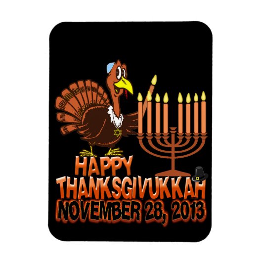 Flexible Joyeux Thanksgivukkah Thankgiving Hanoukka Magnet (Vertical)