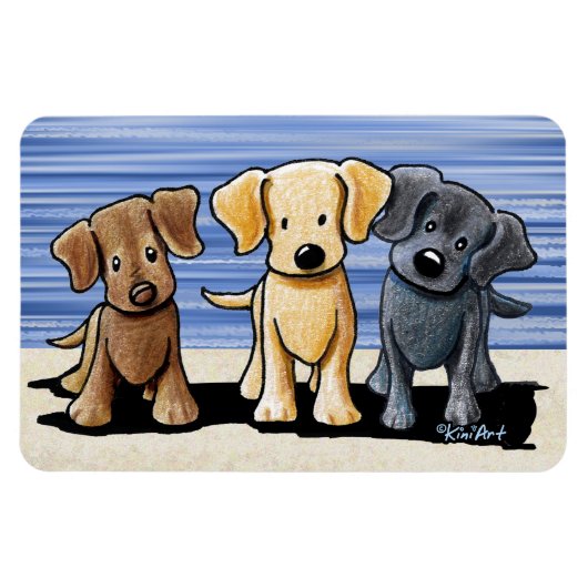 Flexible KiniArt Labrador Beach Trio Flexi Magnet (Horizontal)