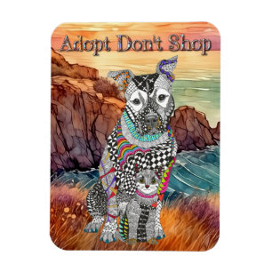 Flexible Le chien et le chat adoptent Don't Shop Magnet