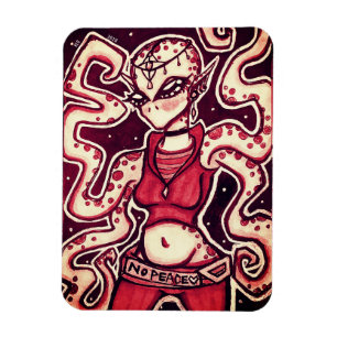 Flexible Le Magnet du Alien de la paix rouge et noir