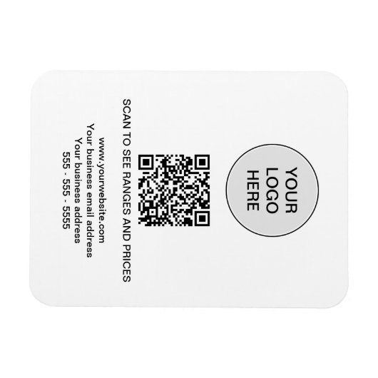 Flexible Logo QR Code Magnet blanc moderne (Horizontal)