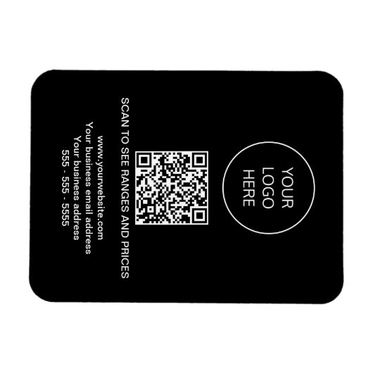 Flexible Logo QR Code Magnet noir moderne (Horizontal)
