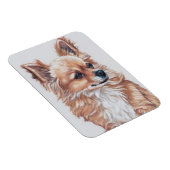 Flexible Long Haired Chihuahua Chig Magnet d'art (Côté Droit)