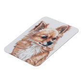 Flexible Long Haired Chihuahua Chig Magnet d'art (Côté Gauche)