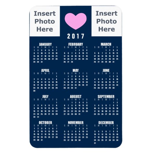 Flexible Love Photo Collage Modèle - 2017 Calendrier Magnet (Vertical)