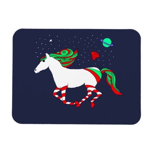 Flexible Magnet avec une photo de cheval de Noël (Horizontal)