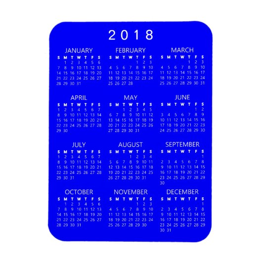 Flexible Magnet Calendrier 2018 - Bleu (Vertical)