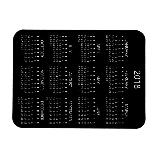 Flexible Magnet Calendrier 2018 - Noir (Horizontal)
