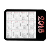 Flexible Magnet Calendrier 2018 rouge (Horizontal)