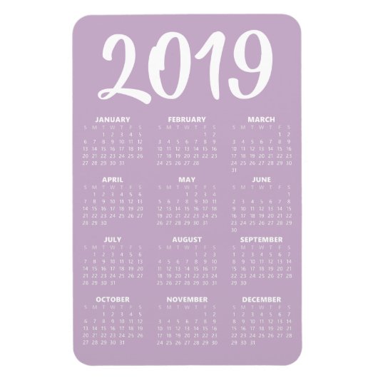 Flexible Magnet Calendrier 2019 - Bébé pourpre (Vertical)