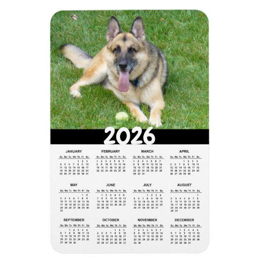 Flexible Magnet Calendrier des bergers allemands 2026 (Vertical)