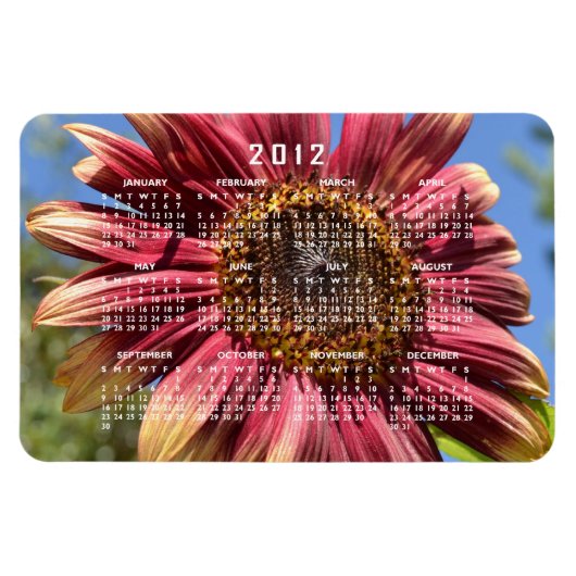Flexible Magnet Calendrier des tournesols rouges (Horizontal)