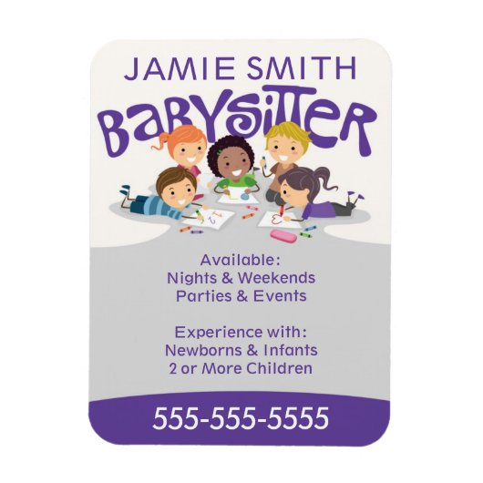 Flexible Magnet Carte de visite Babysitter (Vertical)
