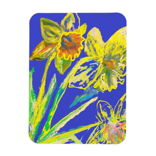 Flexible Magnet d'art floral abstrait jaune jonquille (Vertical)